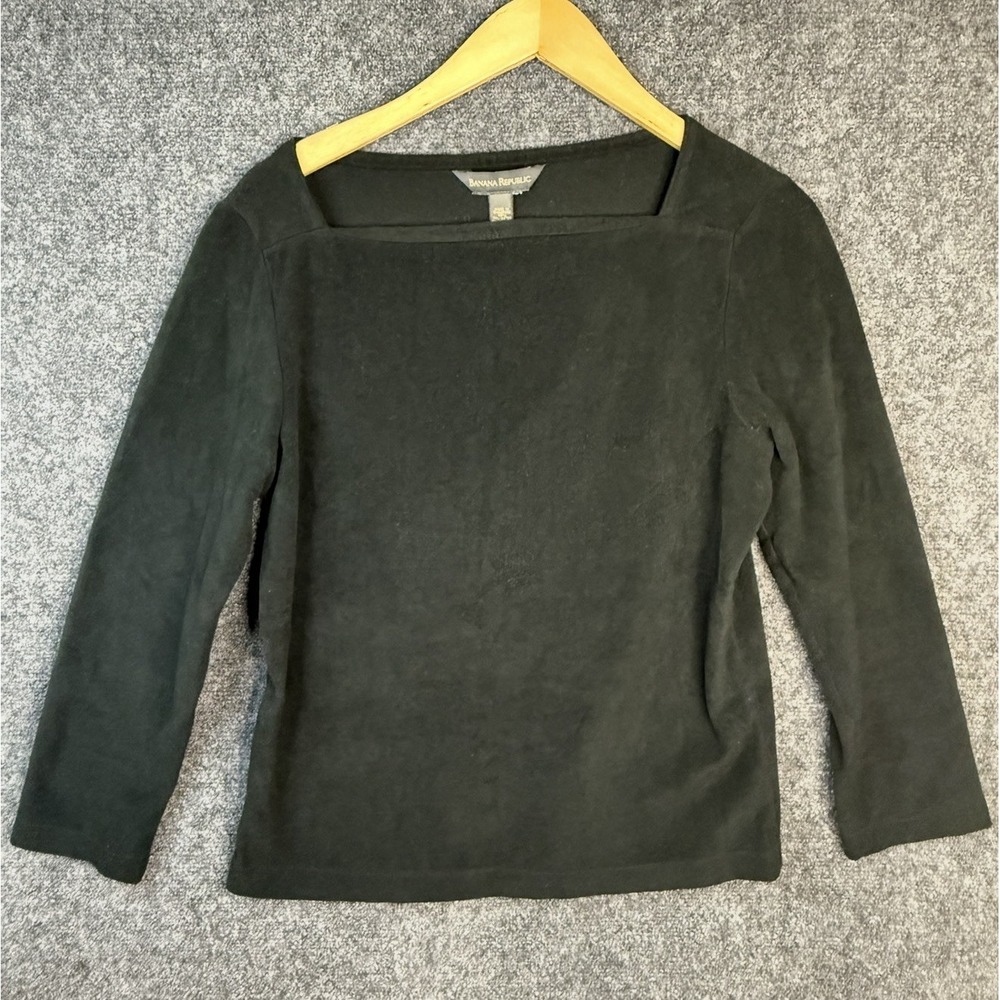 Vintage Banana Republic Square Neck Sweater Women's Medium Black Long Sleeve